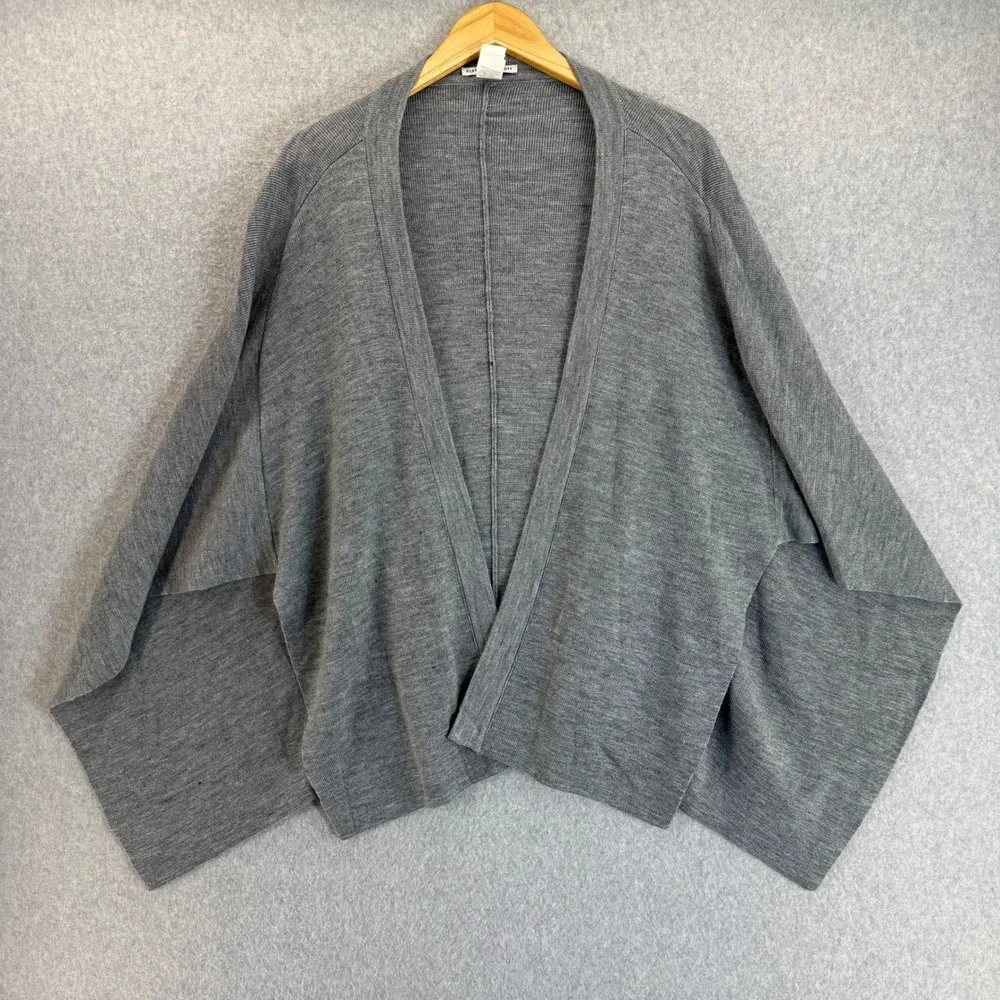 Rebecca‎ Minkoff Womens Gray Knit Drape Wrap Shawl Open Front Wool Blend Soft